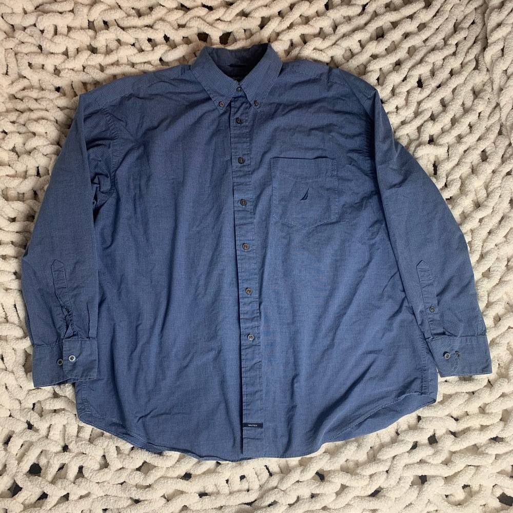 Nautica Blue Long Sleeve XXL Button Down Shirt